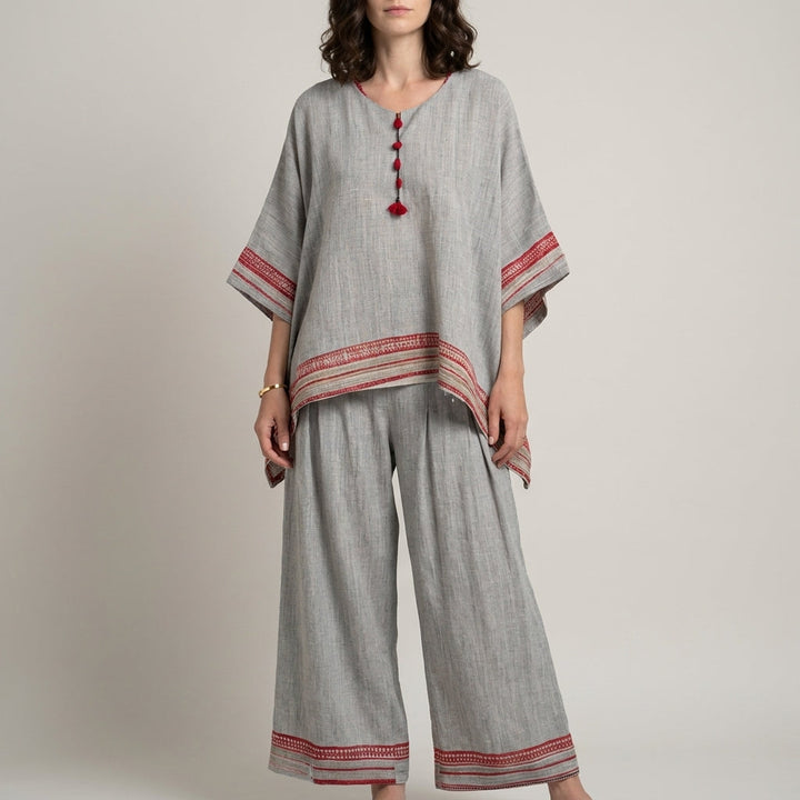 Duttini | Chic Relaxed Embroidered Trim Two-Piece Lounge Set