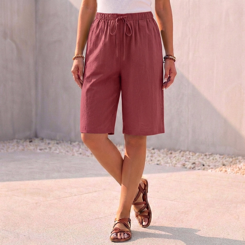 Duttini | Luxe Relaxed Fit Bermuda Shorts With Drawstring Waist