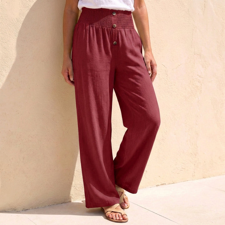 Duttini | Statement Relaxed Wide Leg Pants With Shirred Waistband