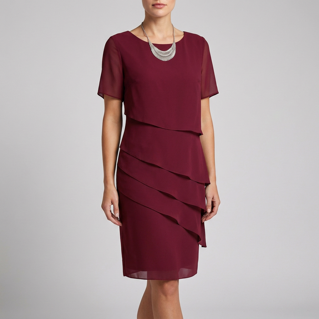 Duttini | Flowing Tiered Dress With Ruffled Sheer Sleeves