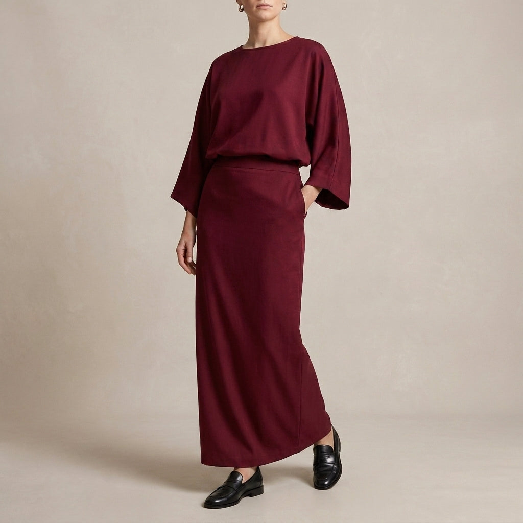 Duttini | Statement Two-Piece Textured Woven Skirt Suit With Draped High-Waist Silhouette