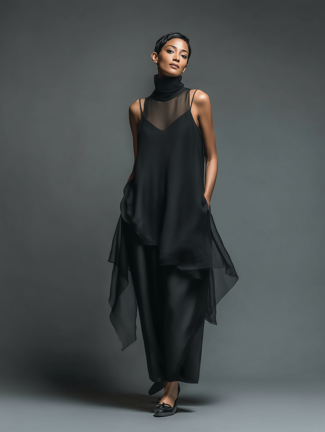 Duttini | Red Chiffon Dress