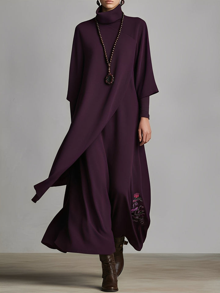 Duttini | Red Cotton Turtleneck Evening Dress