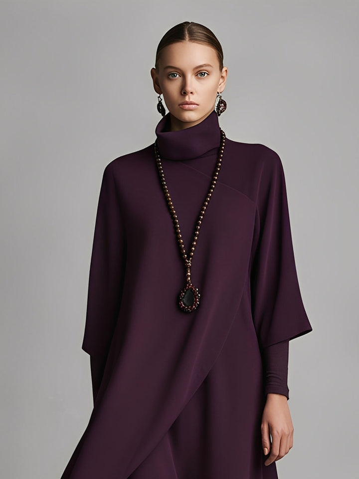Duttini | Red Cotton Turtleneck Evening Dress