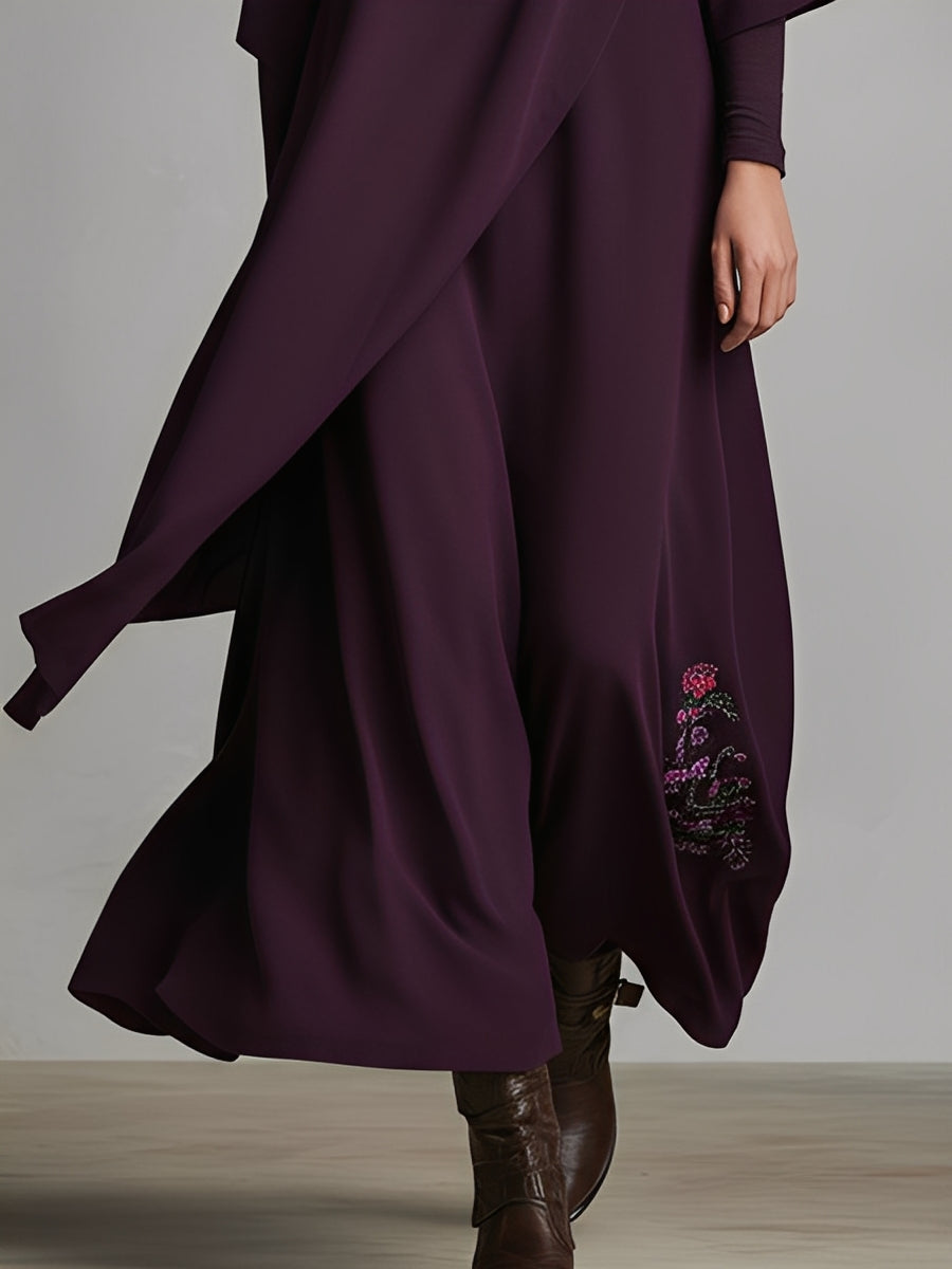 Duttini | Red Cotton Turtleneck Evening Dress