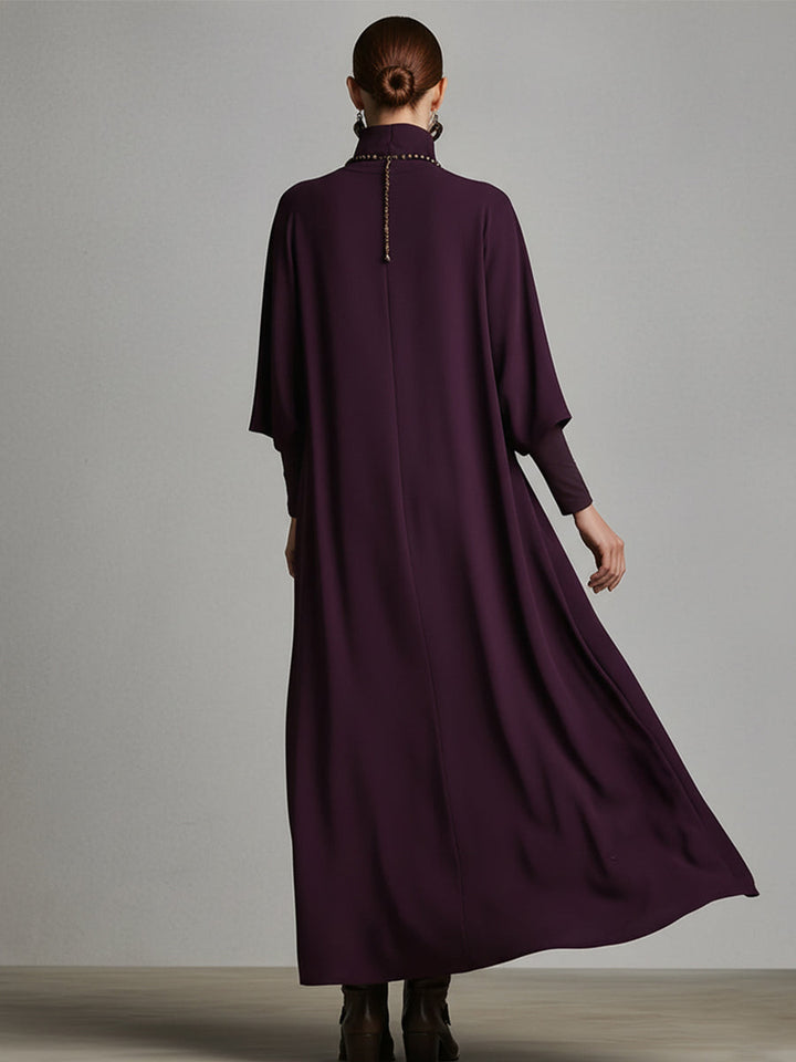 Duttini | Red Cotton Turtleneck Evening Dress