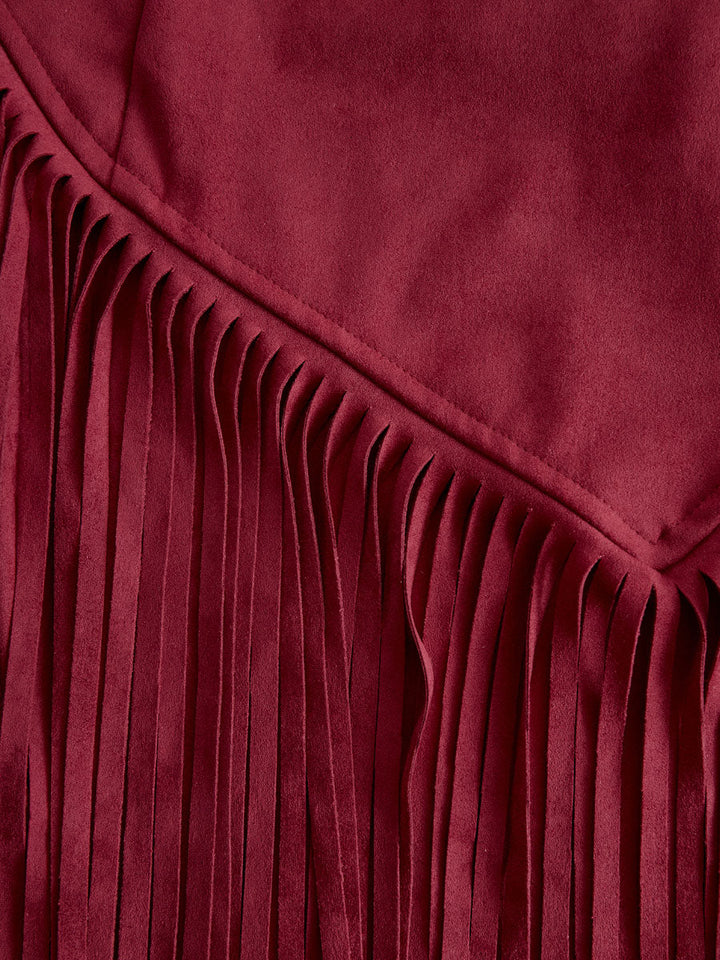 Duttini | Red Faux Suede Slit Casual Dress