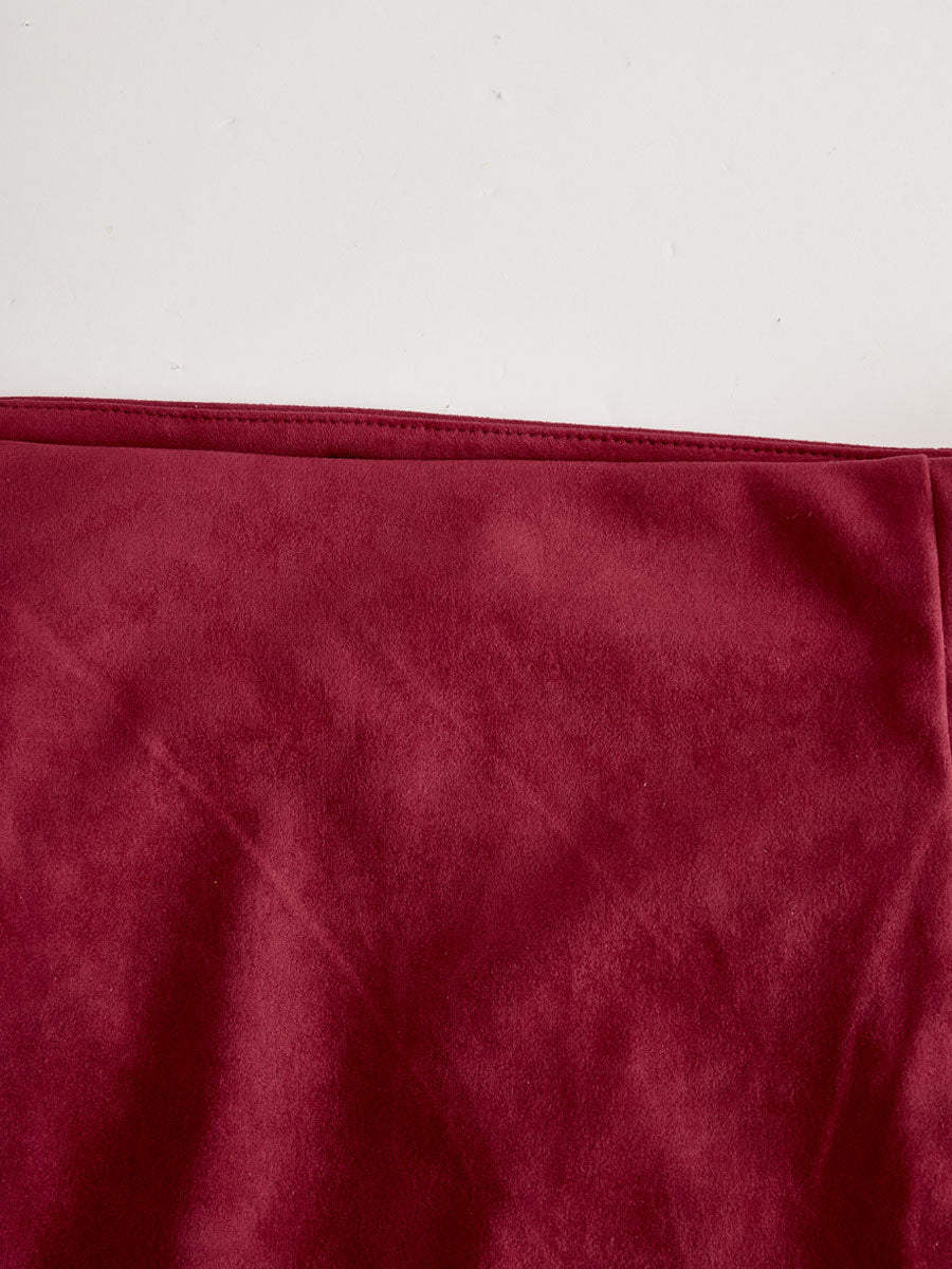 Duttini | Red Faux Suede Slit Casual Dress