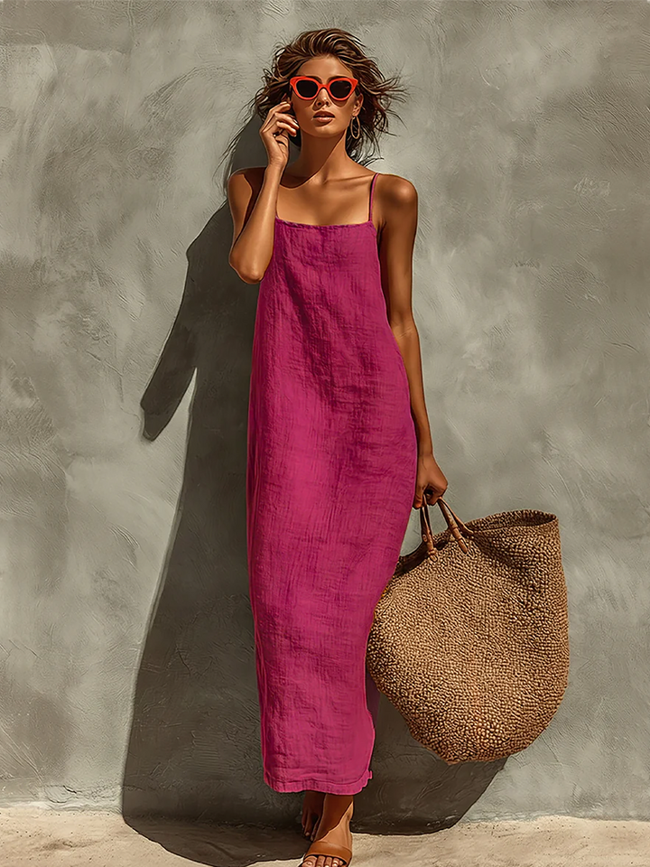 Duttini | Red Linen Casual Dress