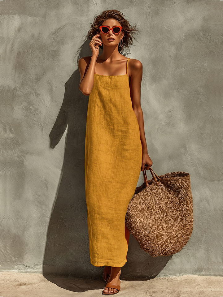 Duttini | Red Linen Casual Dress