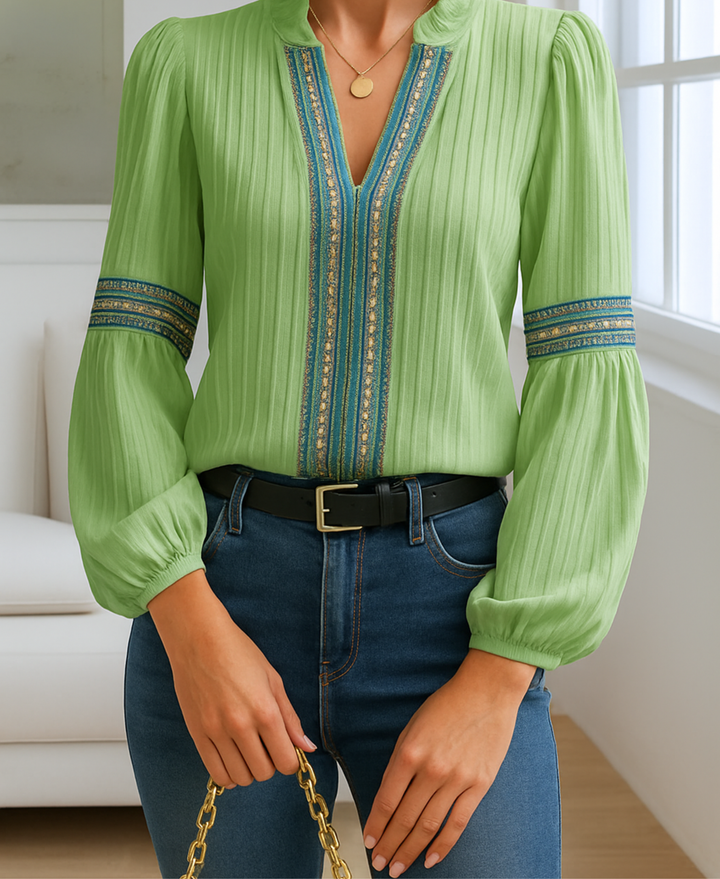 Duttini | Vintage V-Neck Blouse with a Timeless Finish