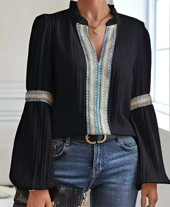 Duttini | Vintage V-Neck Blouse with a Timeless Finish