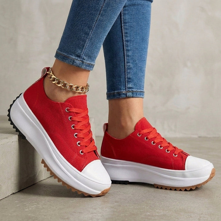 Duttini | Classic Canvas Platform Orthopedic Sneakers With Contrast Toe Cap