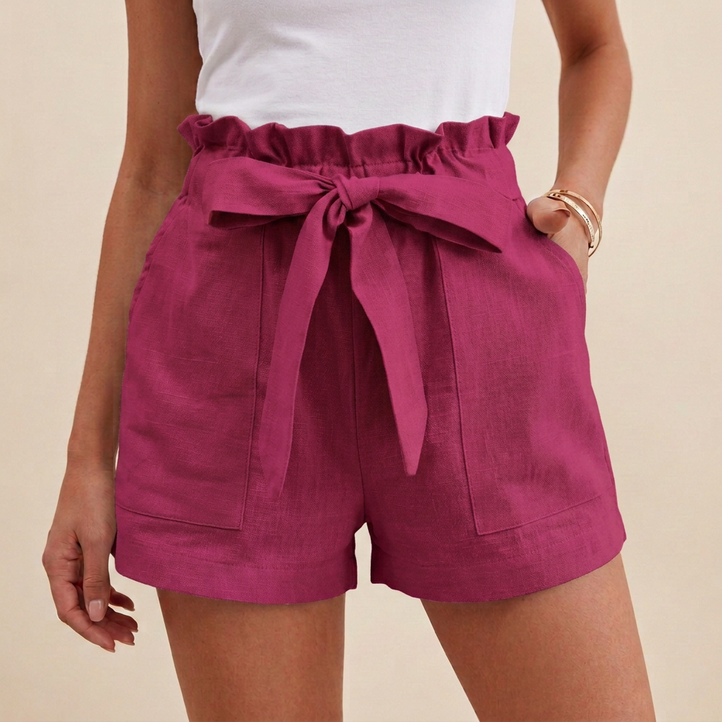 Duttini | Romantic Relaxed Paperbag Waist Shorts With Self-Tie Belt And Pockets