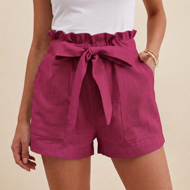 Duttini | Romantic Relaxed Paperbag Waist Shorts With Self-Tie Belt And Pockets