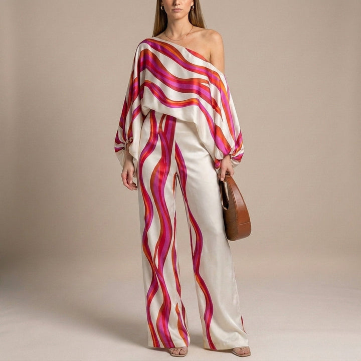Duttini | Timeless Off-The-Shoulder Two-Piece Set With Draped Sleeves