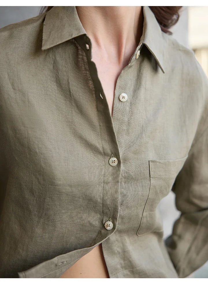 Duttini | Cropped Linen Overshirt for Women