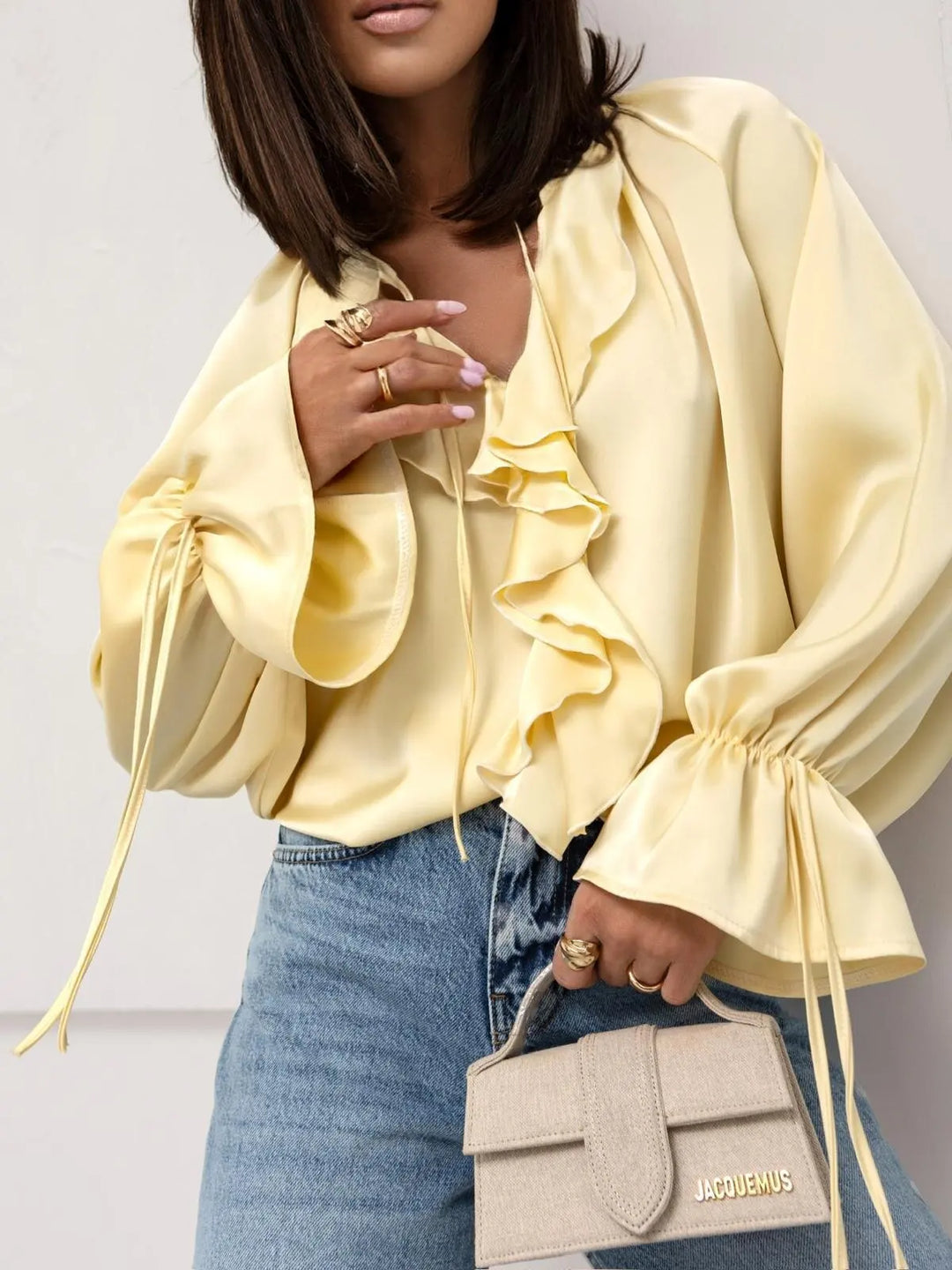 Duttini | Satin Ruffle Blouse for Women