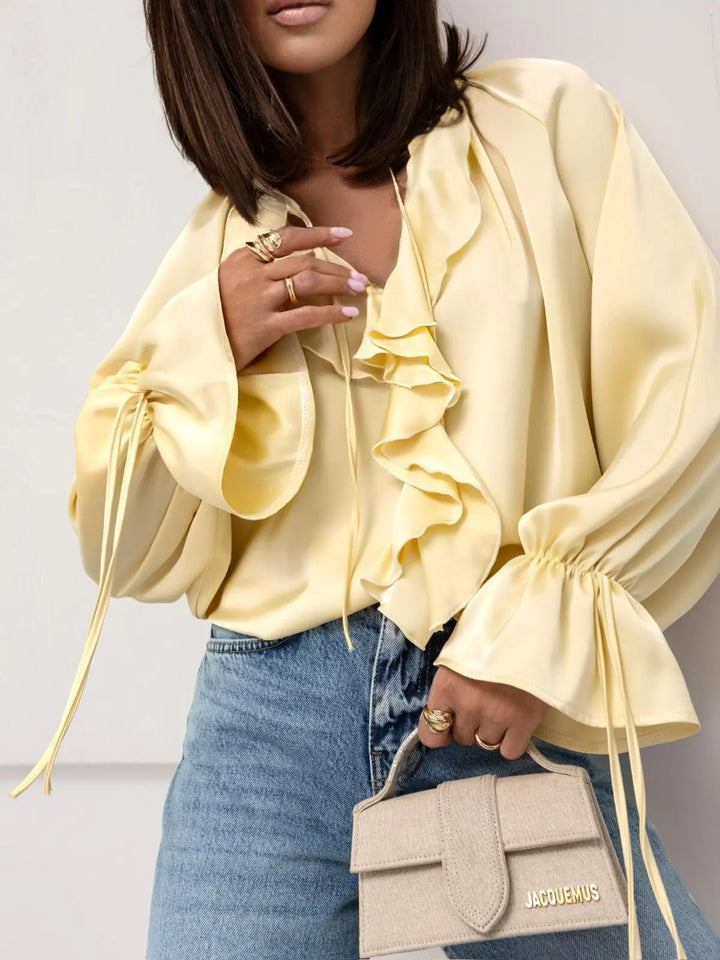 Duttini | Satin Ruffle Blouse for Women