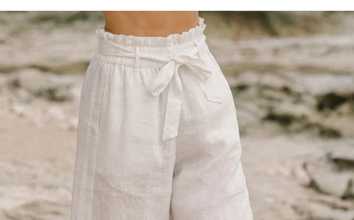 Duttini | Linen Wide Leg Pant for Women in Ruffle Style