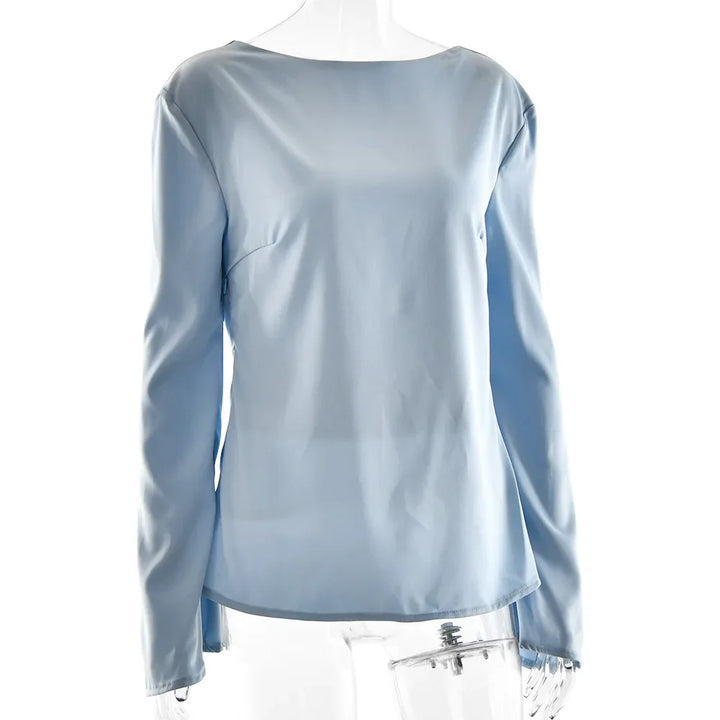 Duttini | Satin Long Sleeve Bell Cuff Top for Women in Elegant Style
