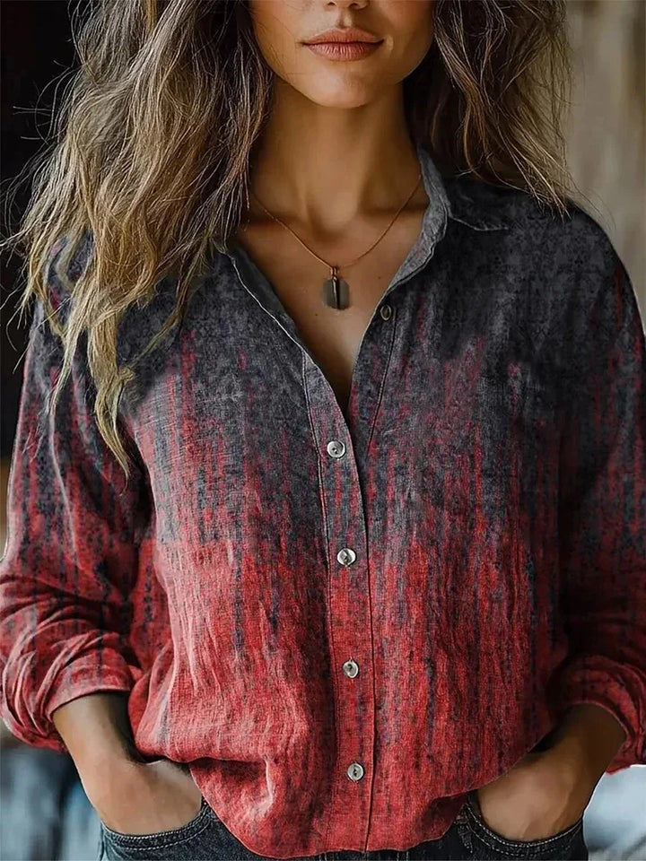 Duttini | Vintage Floral Print Long Sleeve Button-Down Shirt