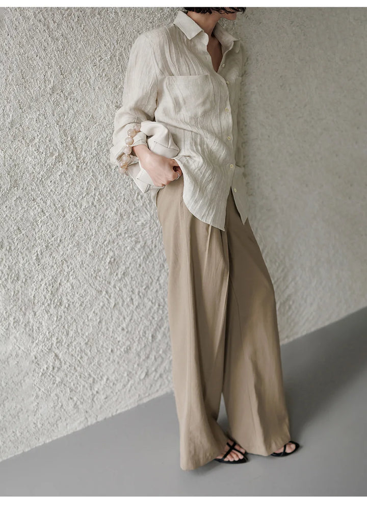 Duttini | Pleated Linen Button Shirt