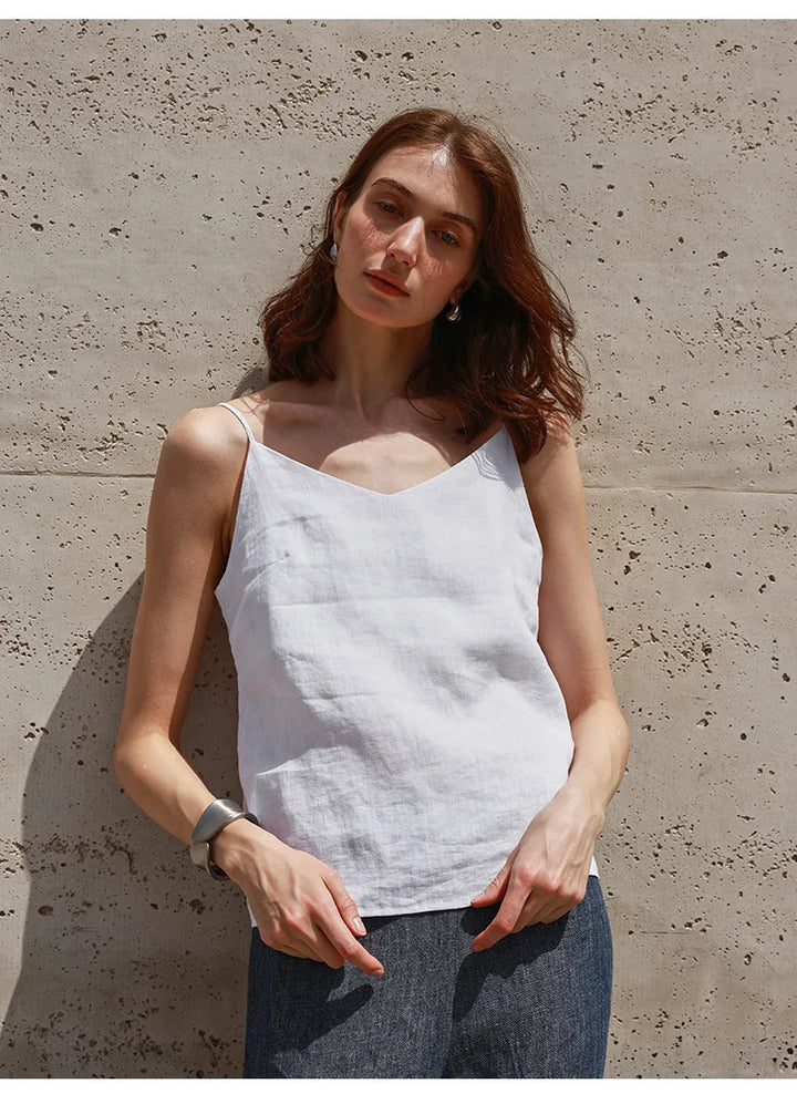 Duttini | Linen V-Neck Camisole Top for Women