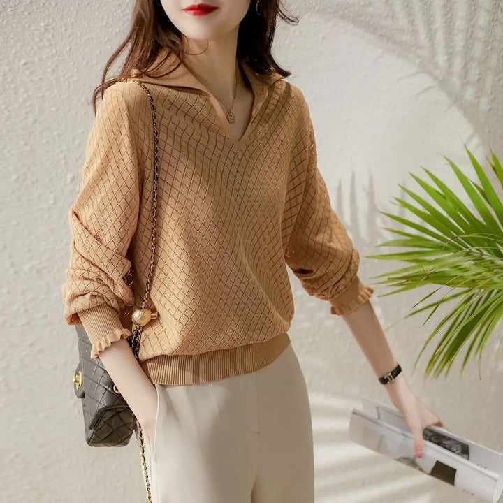 Duttini | Diamond Knit Top for Women in Light Blue