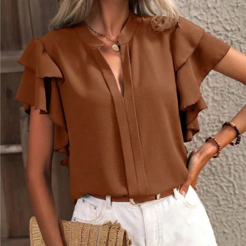 Duttini | Chic Blouse With Elegant Ruffle Sleeves for Every Occasion