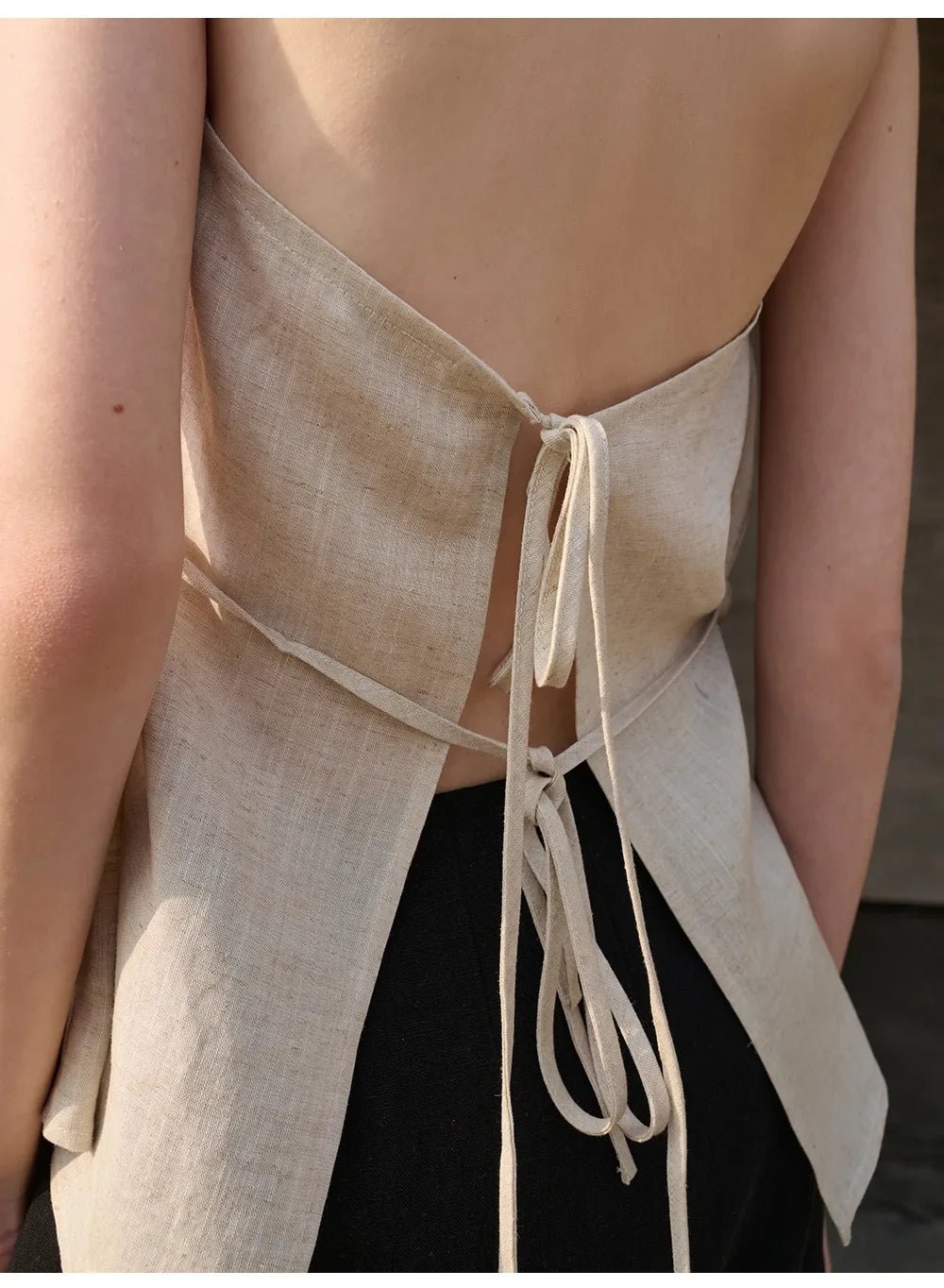 Duttini | Linen Halter Waistcoat Top for Women