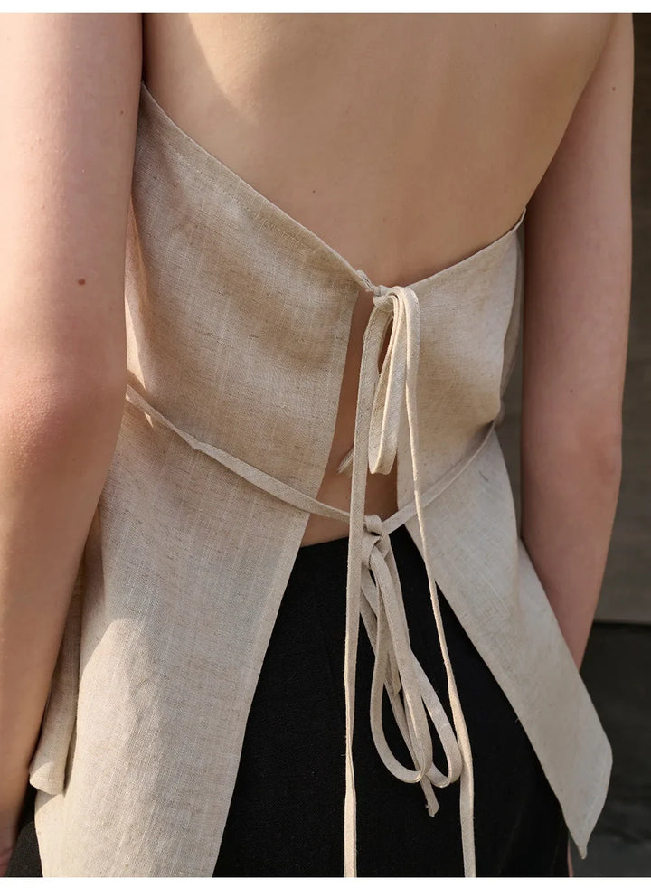 Duttini | Linen Halter Waistcoat Top for Women