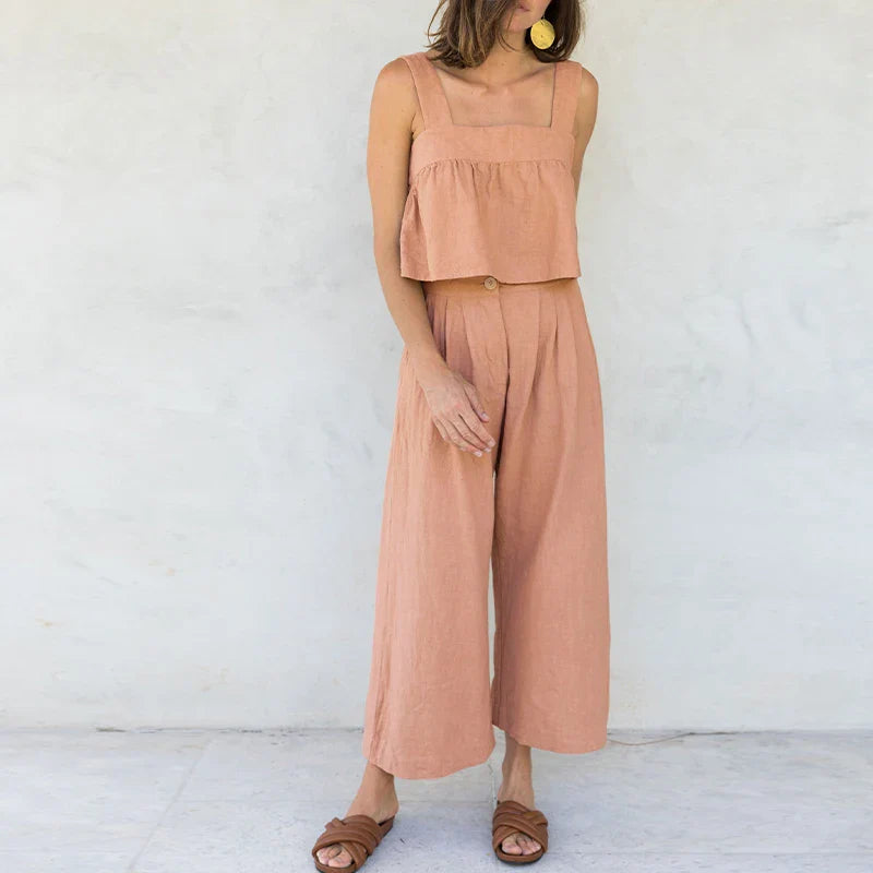 Duttini | Pleated Linen Culotte Pant for Women