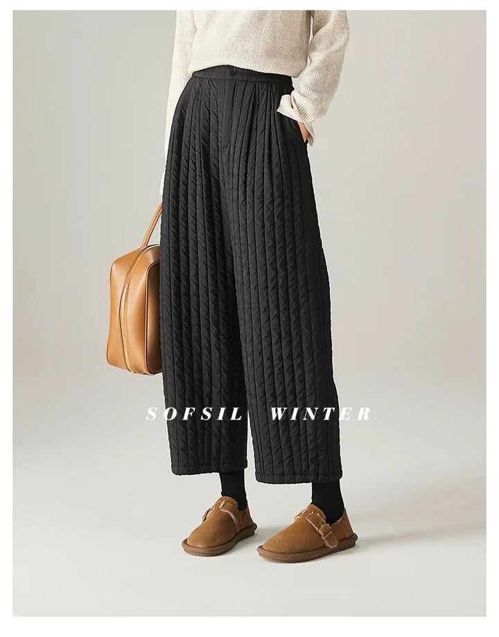 Duttini | Cotton Wide-Leg Pants for Women in Beige