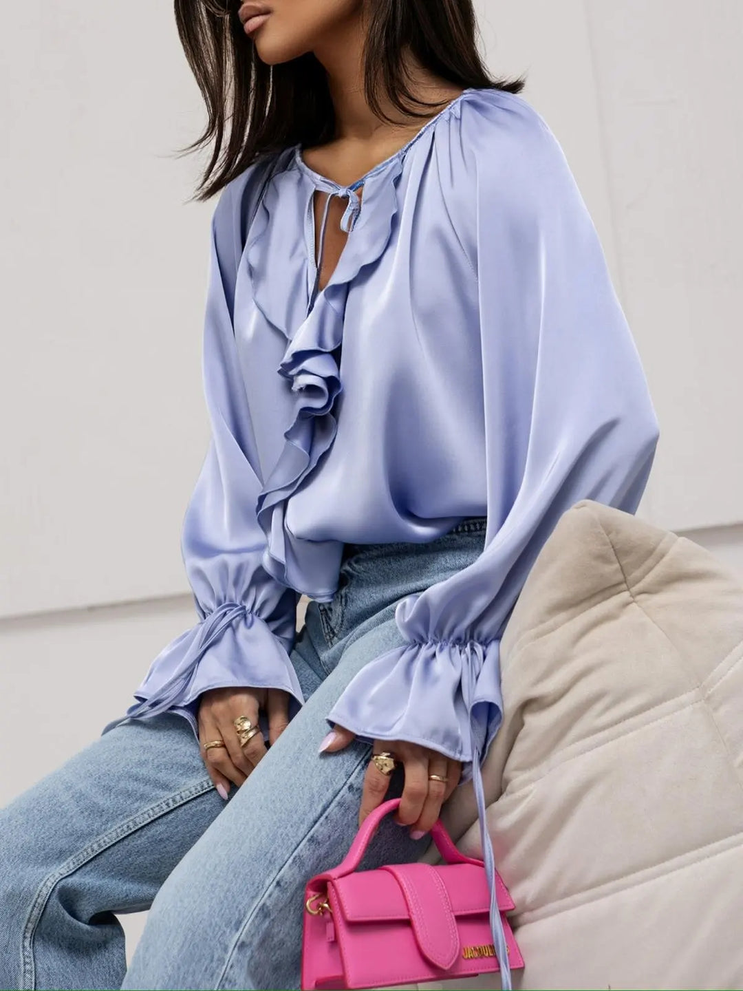 Duttini | Satin Ruffle Blouse for Women