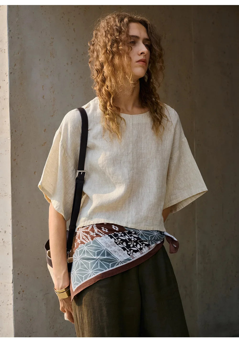 Duttini | Flared Sleeve Linen Pullover for Women