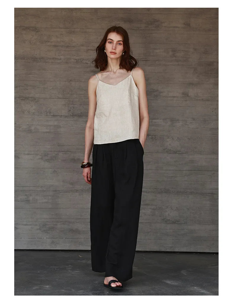Duttini | Linen V-Neck Camisole Top for Women