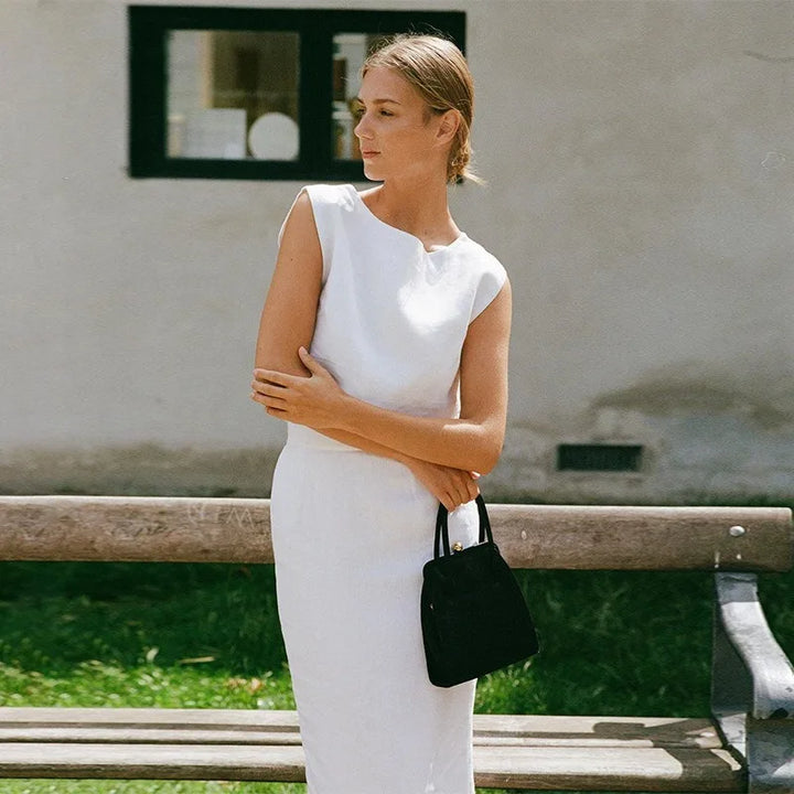 Duttini | Linen Crop Top for Women in White