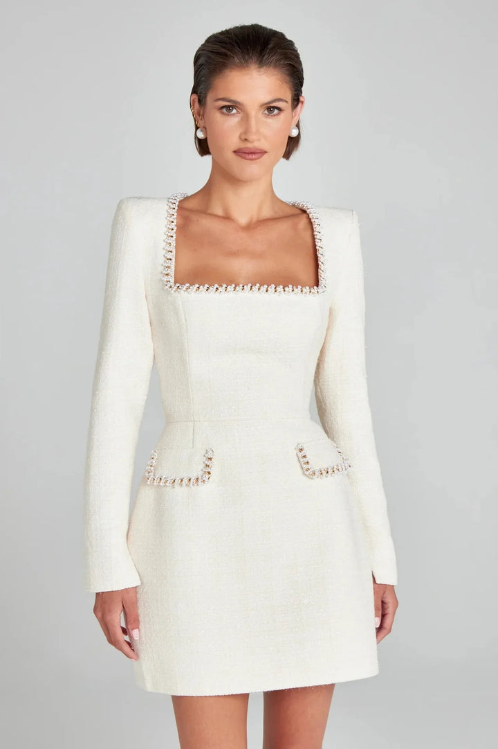 Duttini | Tweed Pearl Trim Blazer Mini Dress