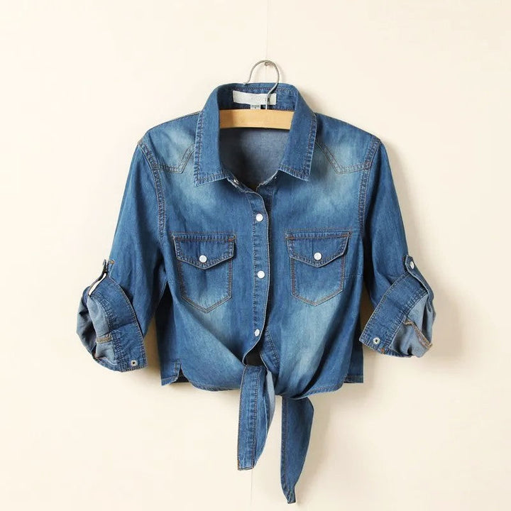 Duttini | Denim Crop Top for Women in Light Blue