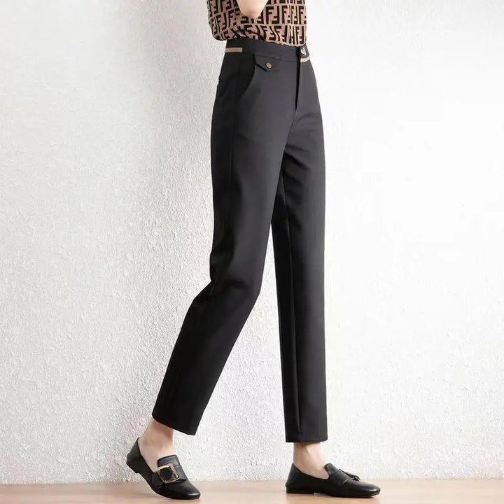 Duttini | Straight-Leg Trousers for Women in Black, Tailored Fit