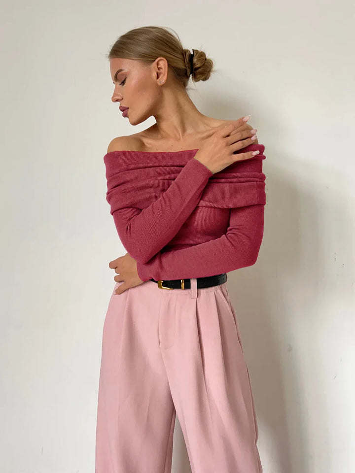 Duttini | Off-Shoulder Knit Top for Women in Black