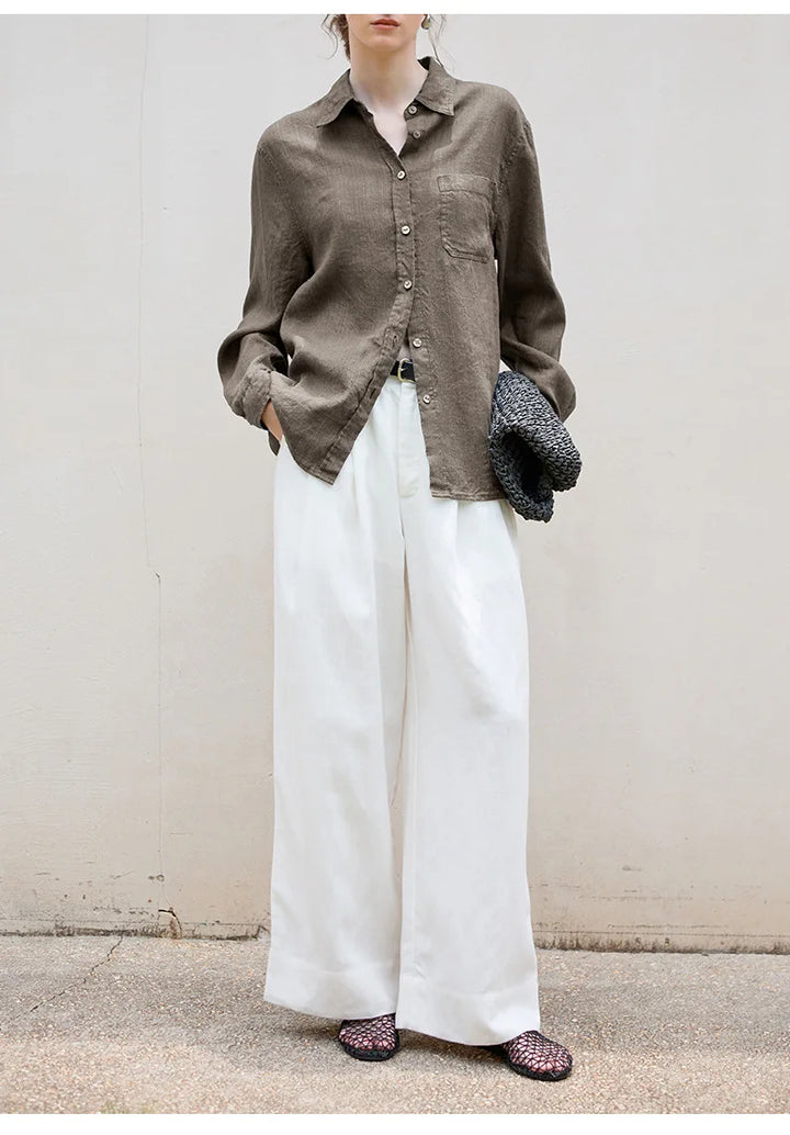 Duttini | Linen Shirt for Men in Classic Fit, White