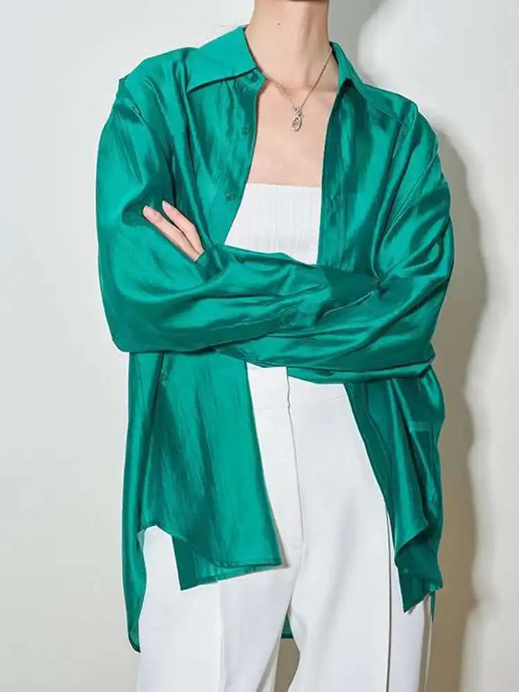 Duttini | Silk Poplin Blouse for Women in Flowing Fit