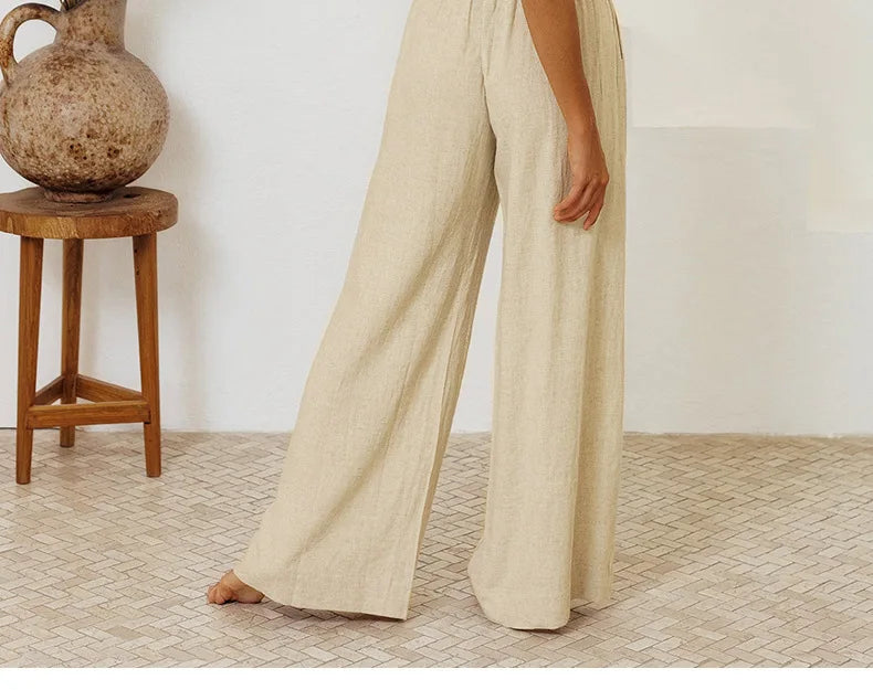 Duttini | Linen Wide Leg Pant for Women in Ruffle Style