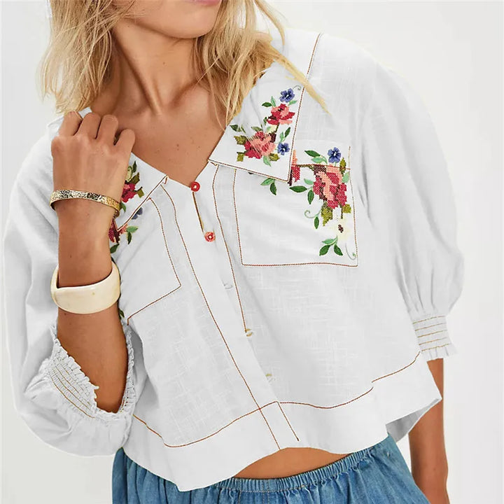 Duttini | Floral Embroidered Crop Blouse for Women