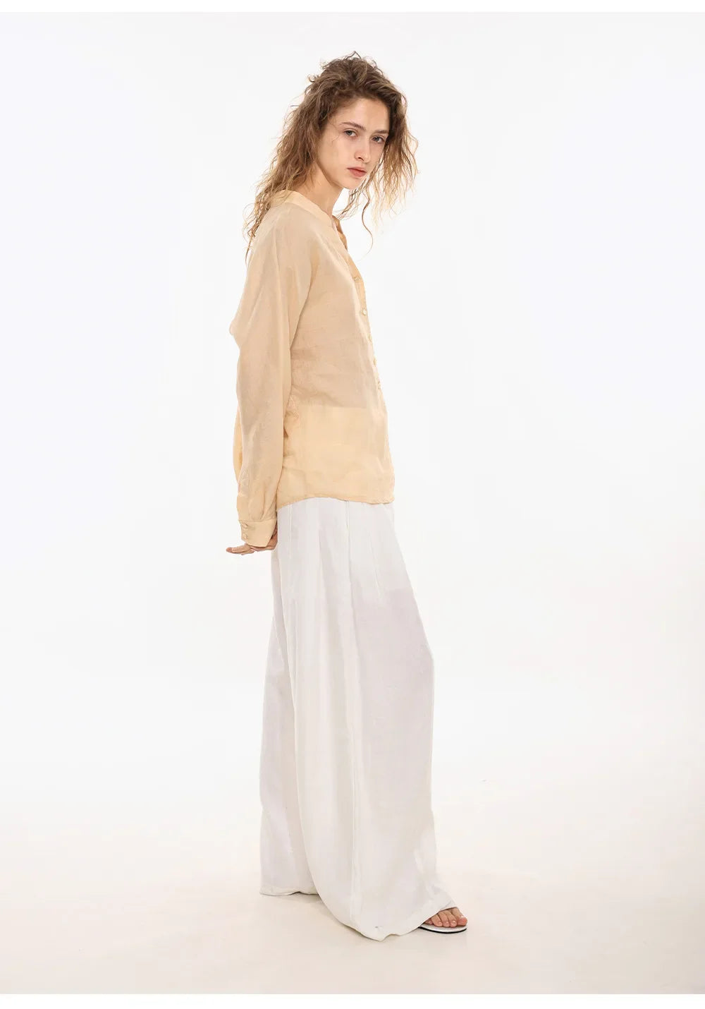 Duttini | Linen V-Neck Shirt for Women