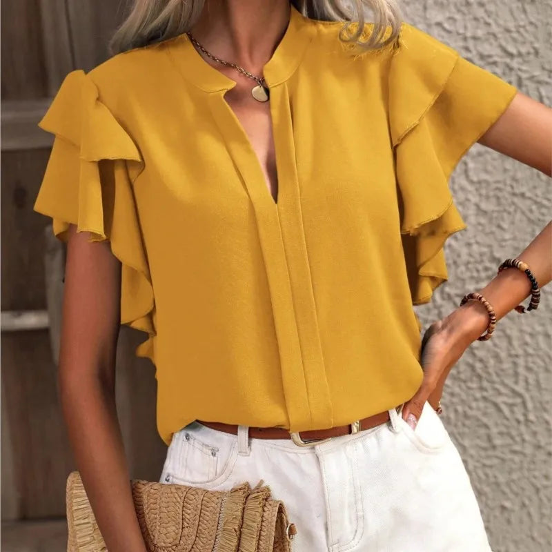 Duttini | Chic Blouse With Elegant Ruffle Sleeves for Every Occasion