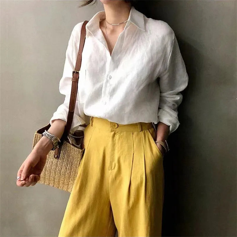Duttini | Soft Linen Open Collar Shirt