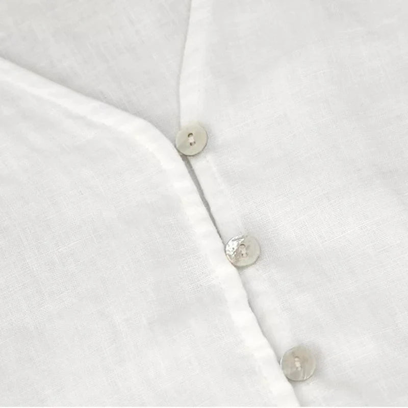 Duttini | Fitted V-Neck Linen Blouse for Women
